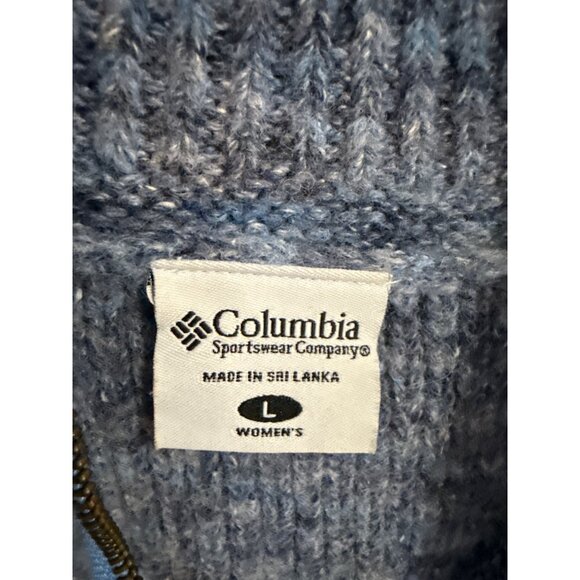 Columbia Women's Blue Knit Full-Zip Sweater L Acrylic/Wool Blend - Picture 2 of 8